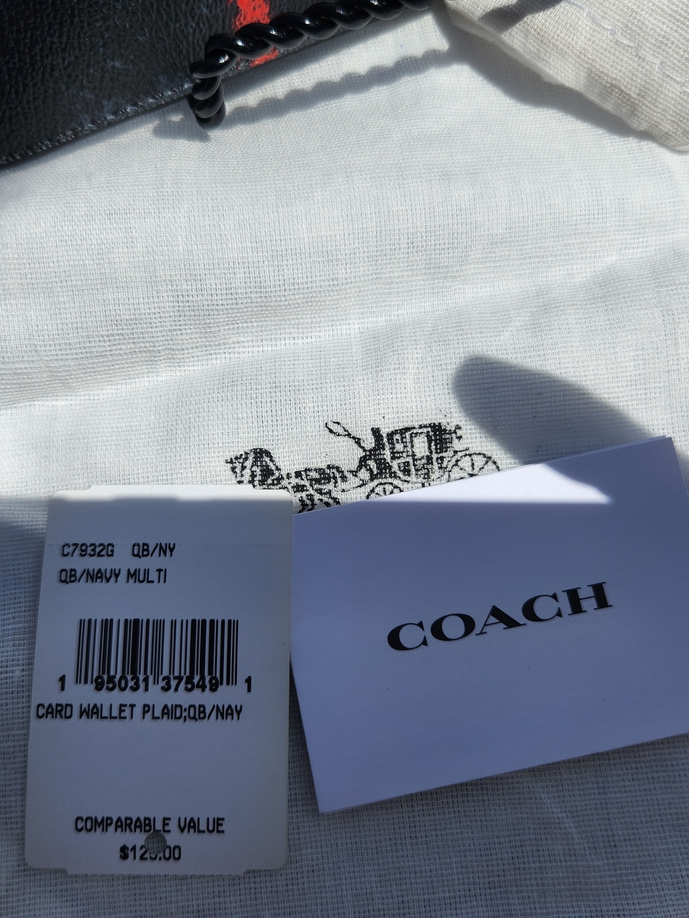 Coach  Leather Cardholder with Red Plaid Accent - Picture 6 of 9